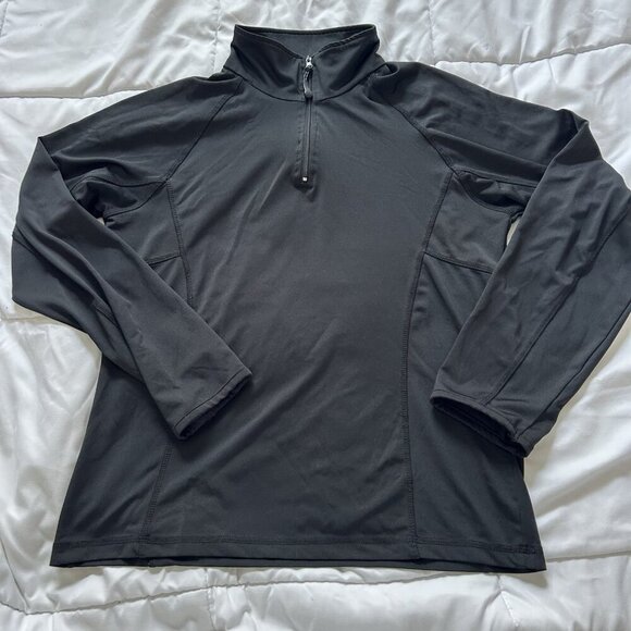 Snozu Mens Small Black 1/4 Zip Pullover Hiking Outdoors Thumb Holes Winter - Picture 1 of 6